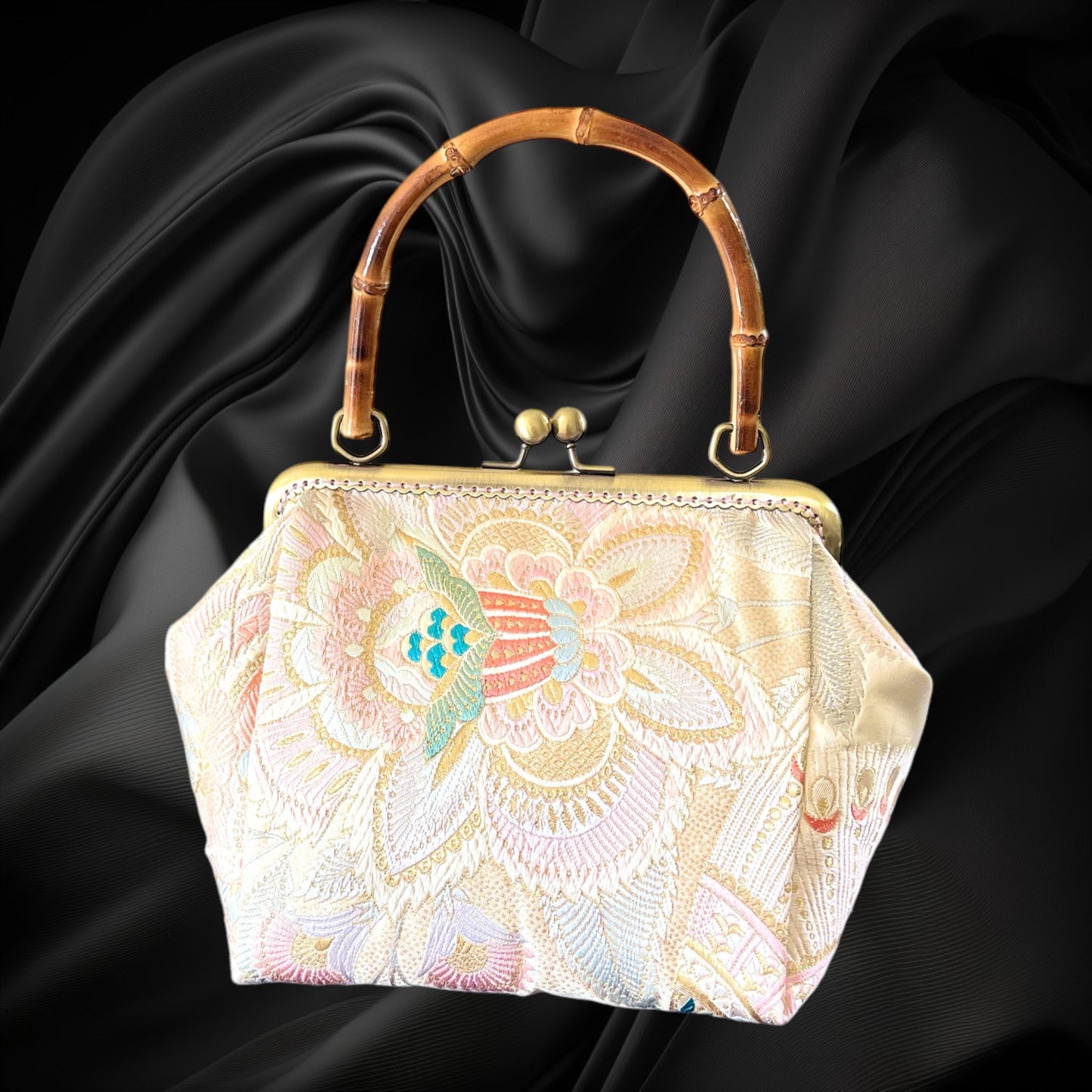 Kimono remake bamboo bag [No.849]