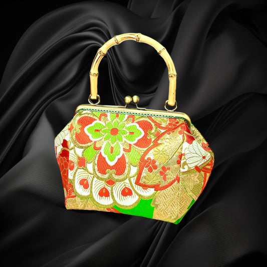 Kimono remake bamboo bag [No.329]