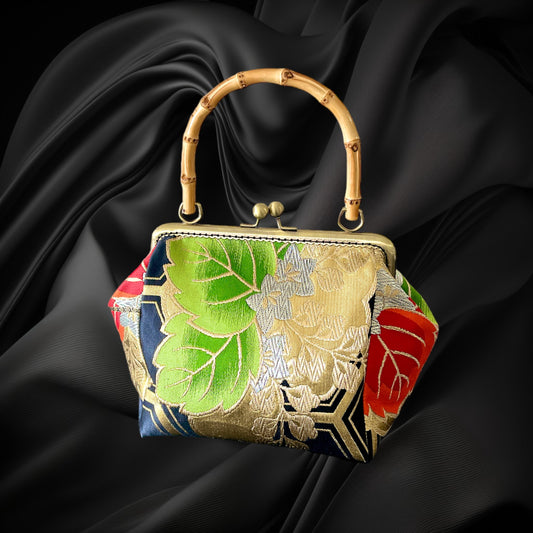 Kimono remake bamboo bag [No.396]