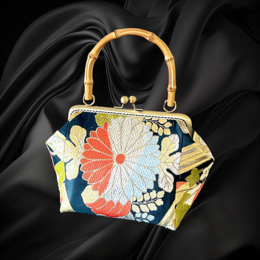 Kimono remake bamboo bag [No.489]