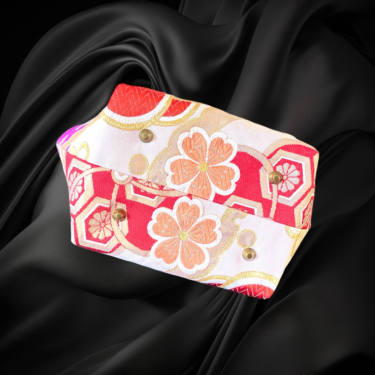 Kimono remake bamboo bag [No.633]