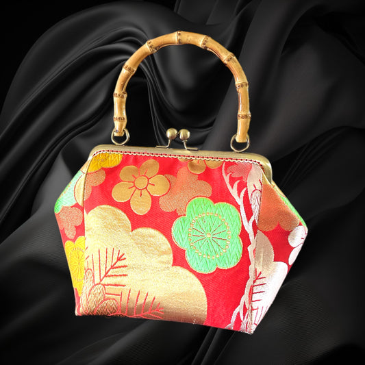 Kimono remake bamboo bag [No.702]