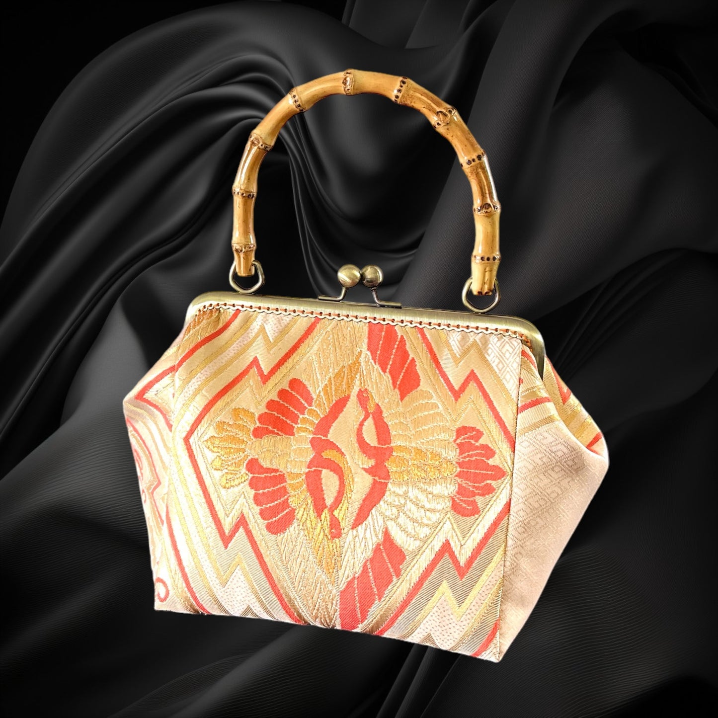 Kimono remake bamboo bag [No.709]