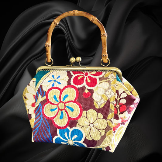 Kimono remake bamboo bag [No.997]