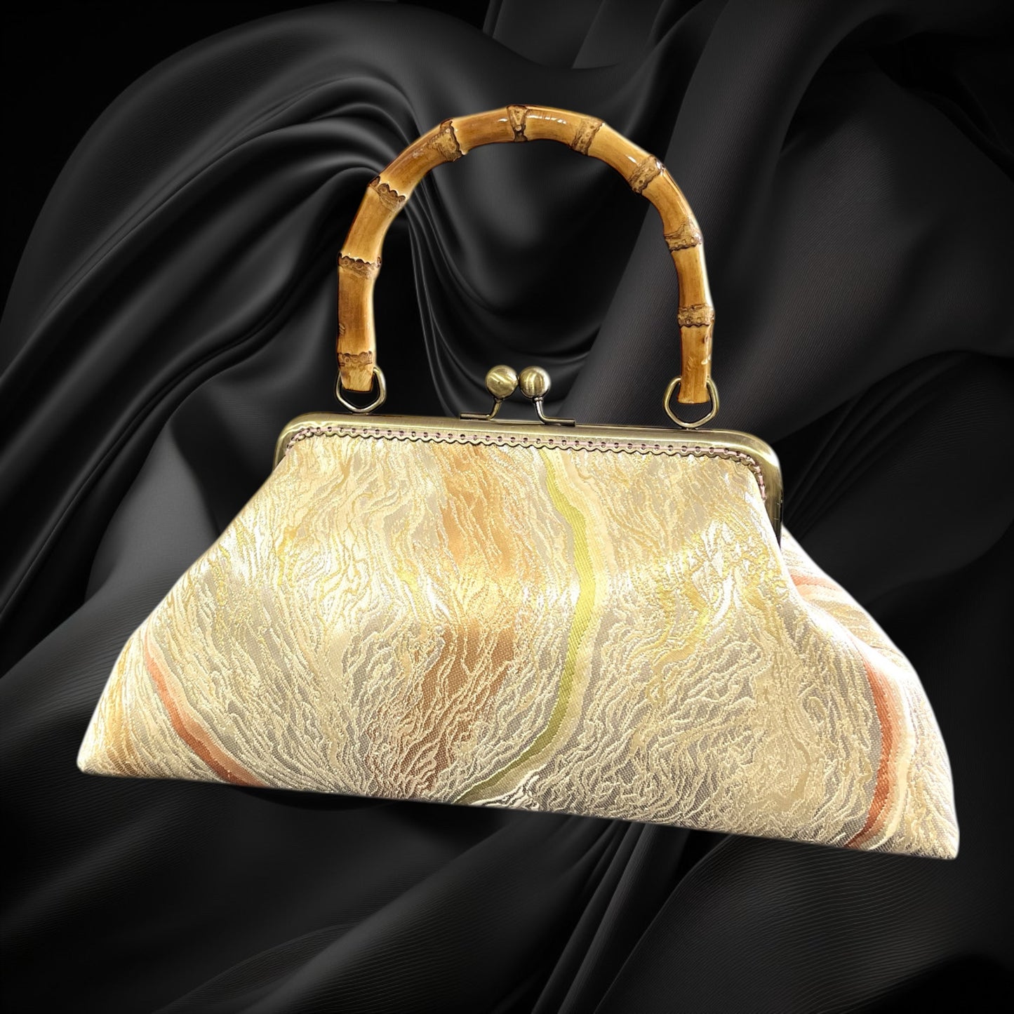 Kimono remake bamboo bag [No.1237]