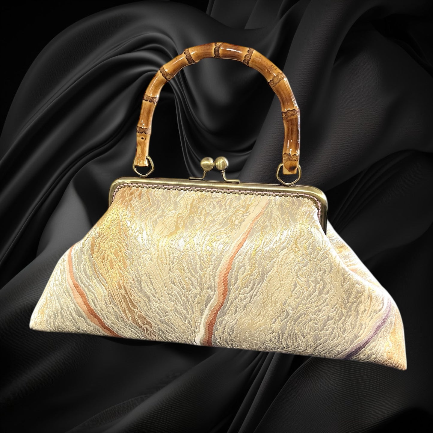Kimono remake bamboo bag [No.1237]