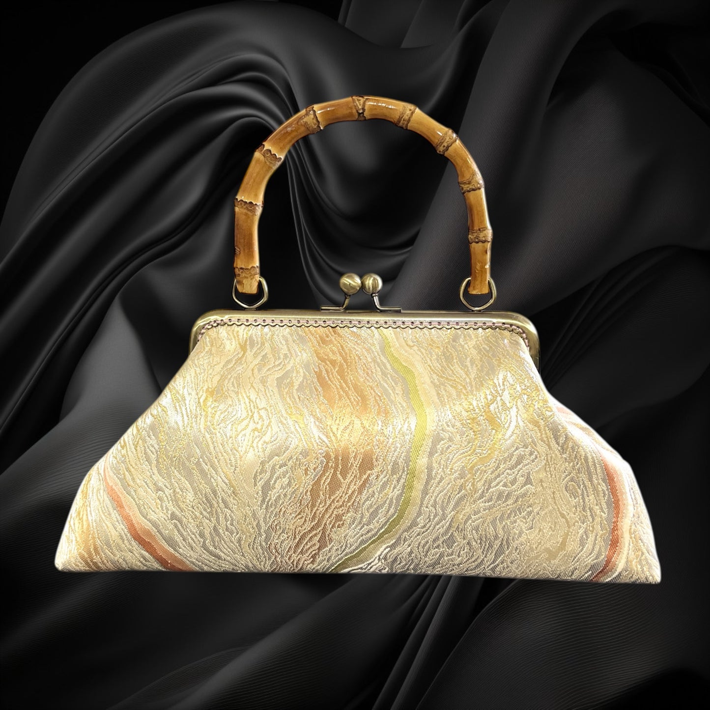 Kimono remake bamboo bag [No.1237]