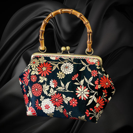 Kimono remake bamboo bag [No.1256]