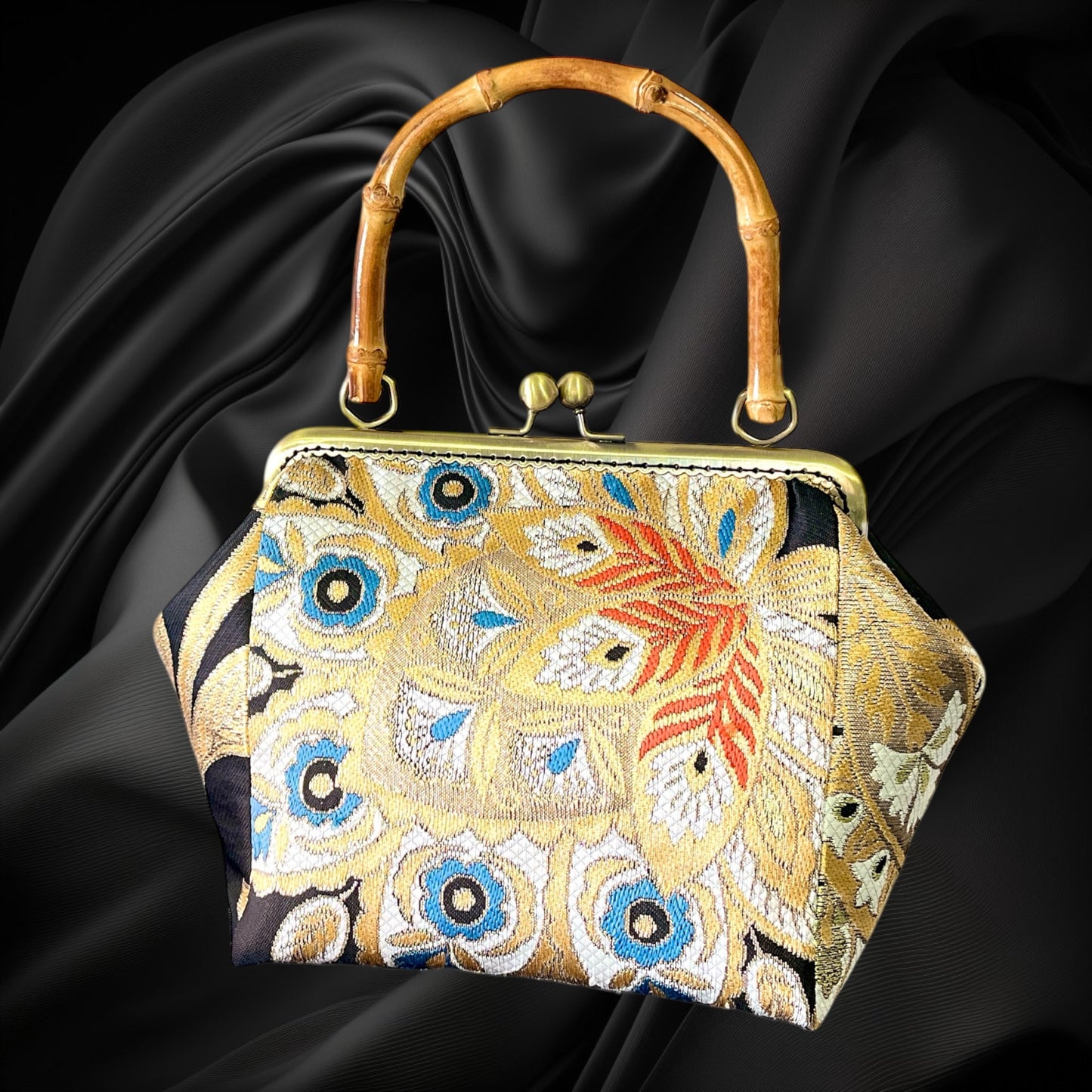 Kimono remake bamboo bag [No.1352]