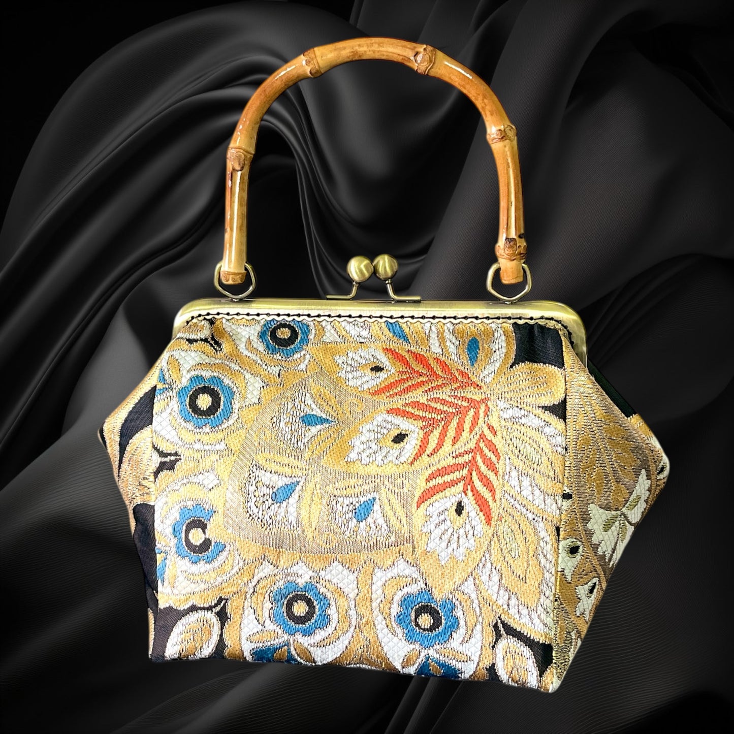 Kimono remake bamboo bag [No.1352]