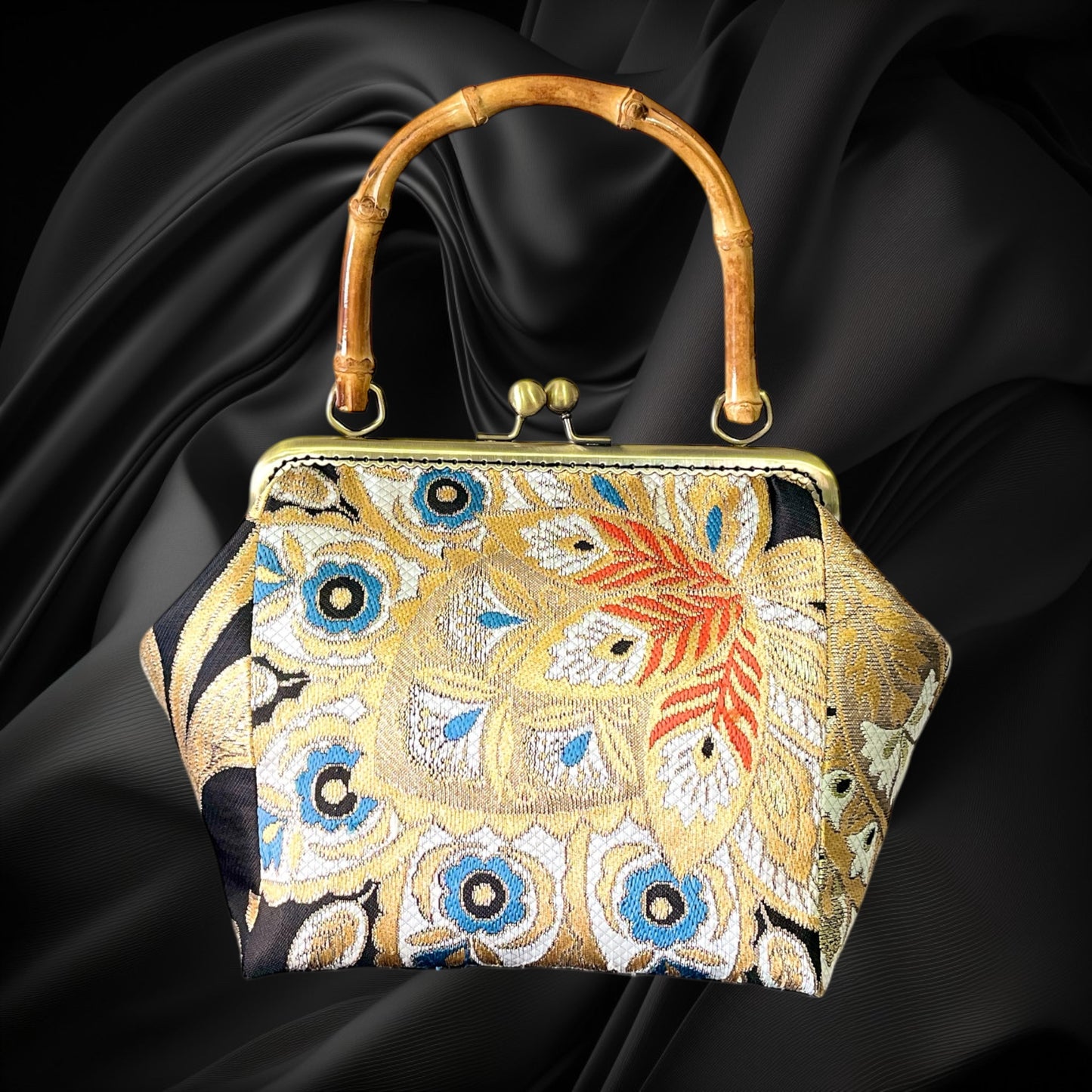Kimono remake bamboo bag [No.1352]