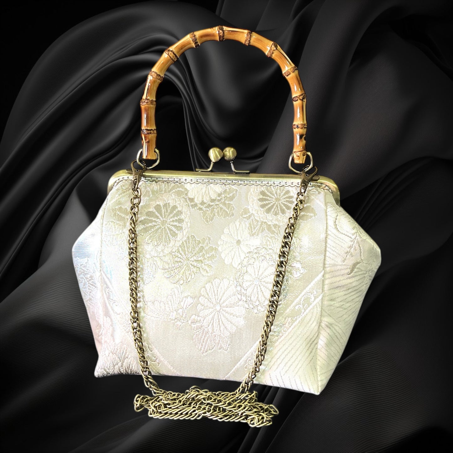 Kimono remake bamboo bag [No.1351]