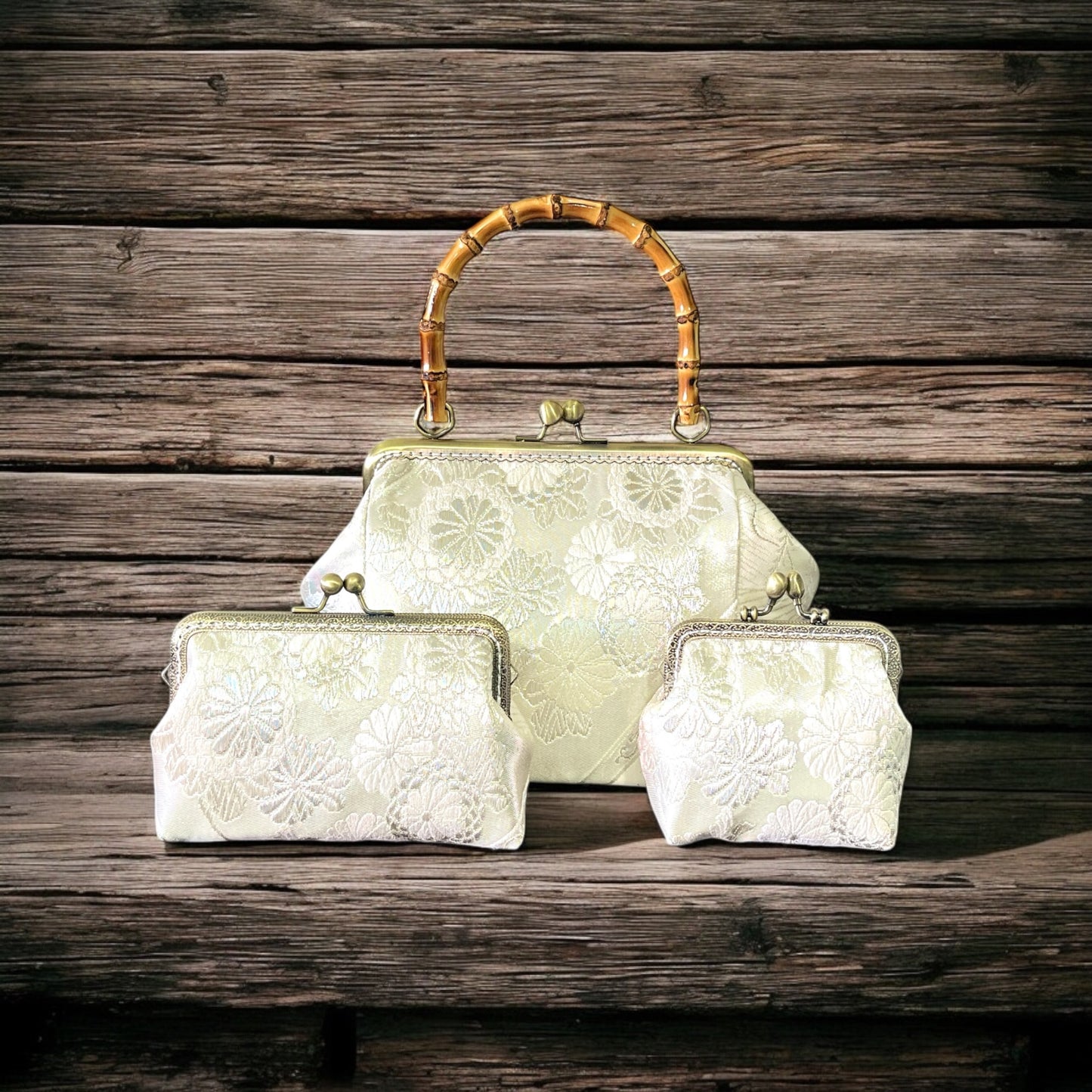 Kimono remake bamboo bag [No.1351]
