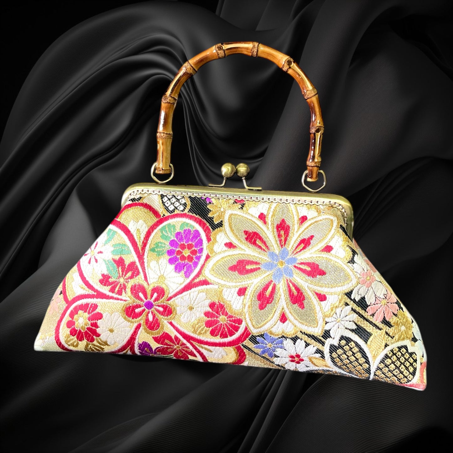 Kimono remake bamboo bag [No.1350]
