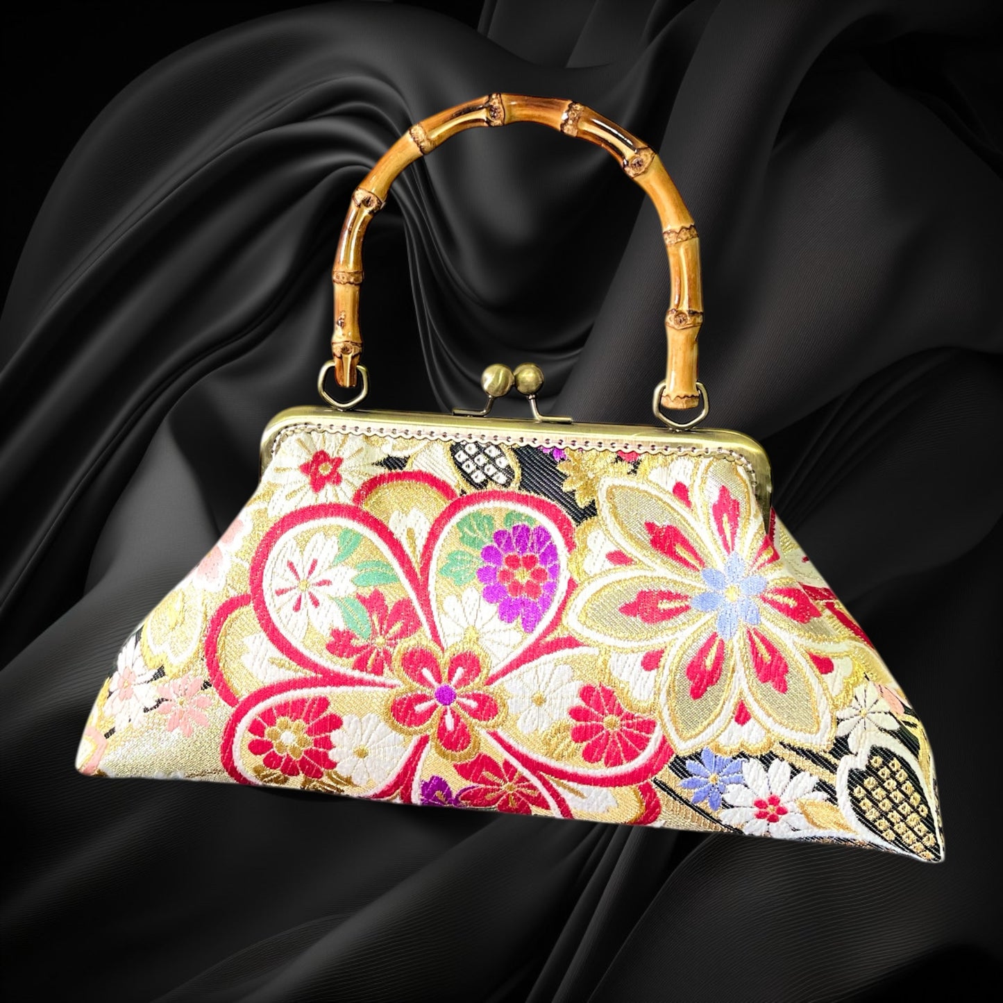 Kimono remake bamboo bag [No.1350]