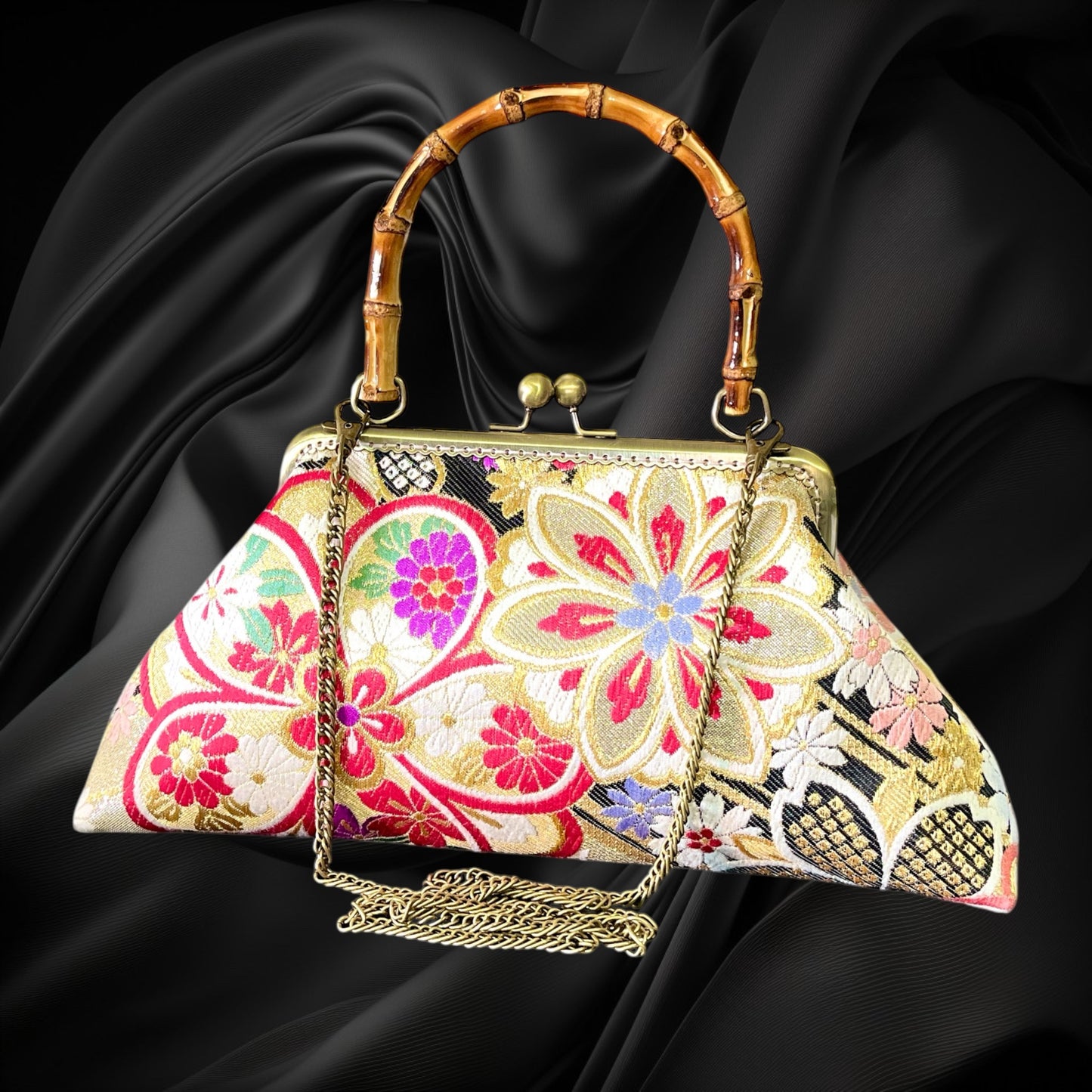 Kimono remake bamboo bag [No.1350]