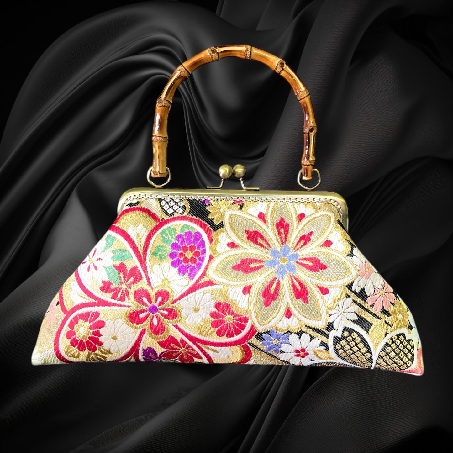 Kimono remake bamboo bag [No.1350]