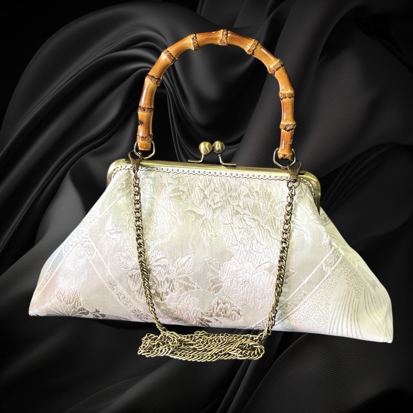 Kimono remake bamboo bag [No.1349]