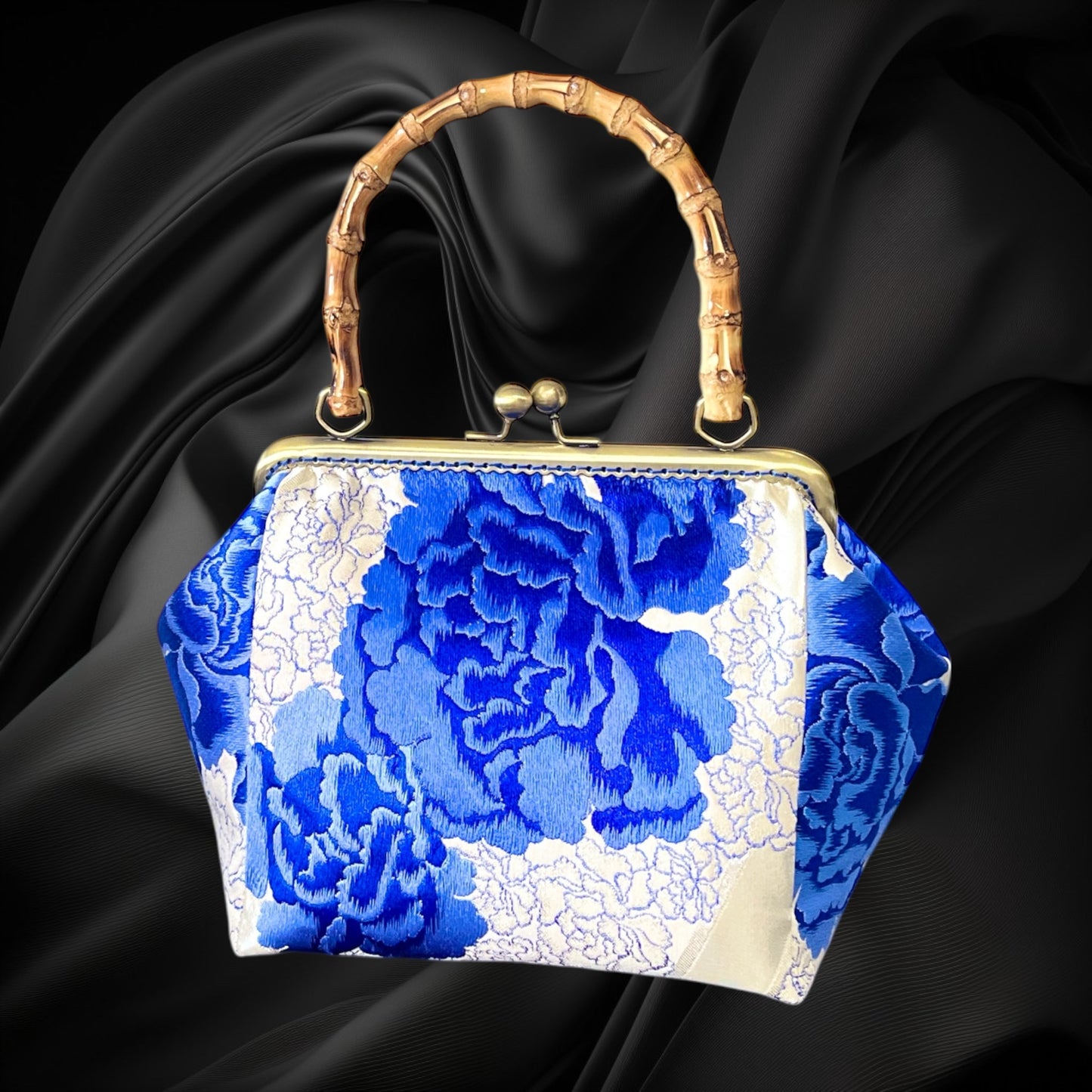 Kimono remake bamboo bag [No.1432]