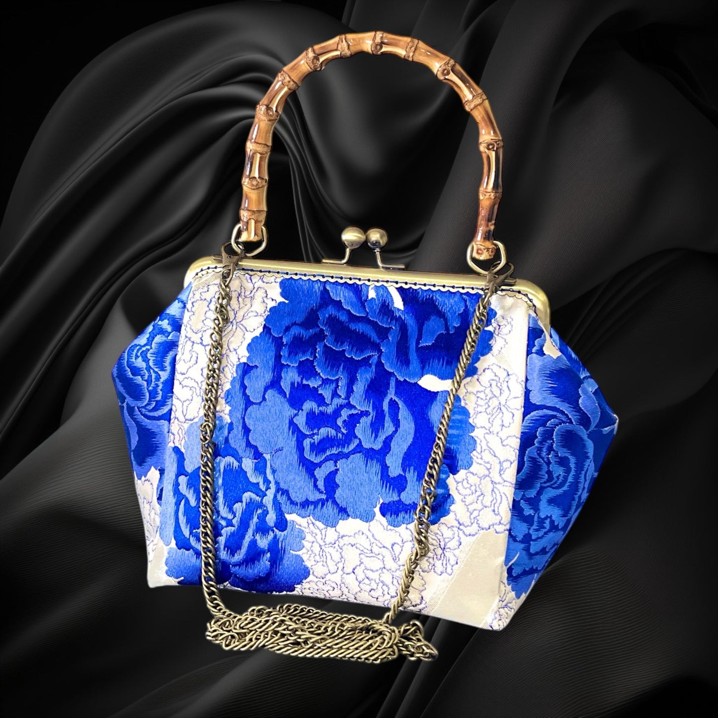 Kimono remake bamboo bag [No.1432]