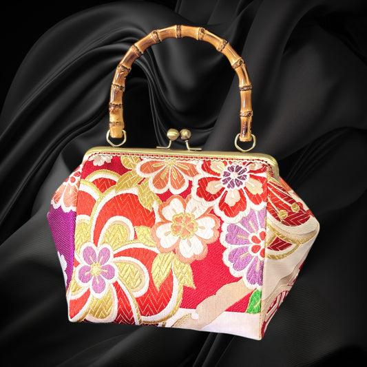 Kimono remake bamboo bag [No.1431]