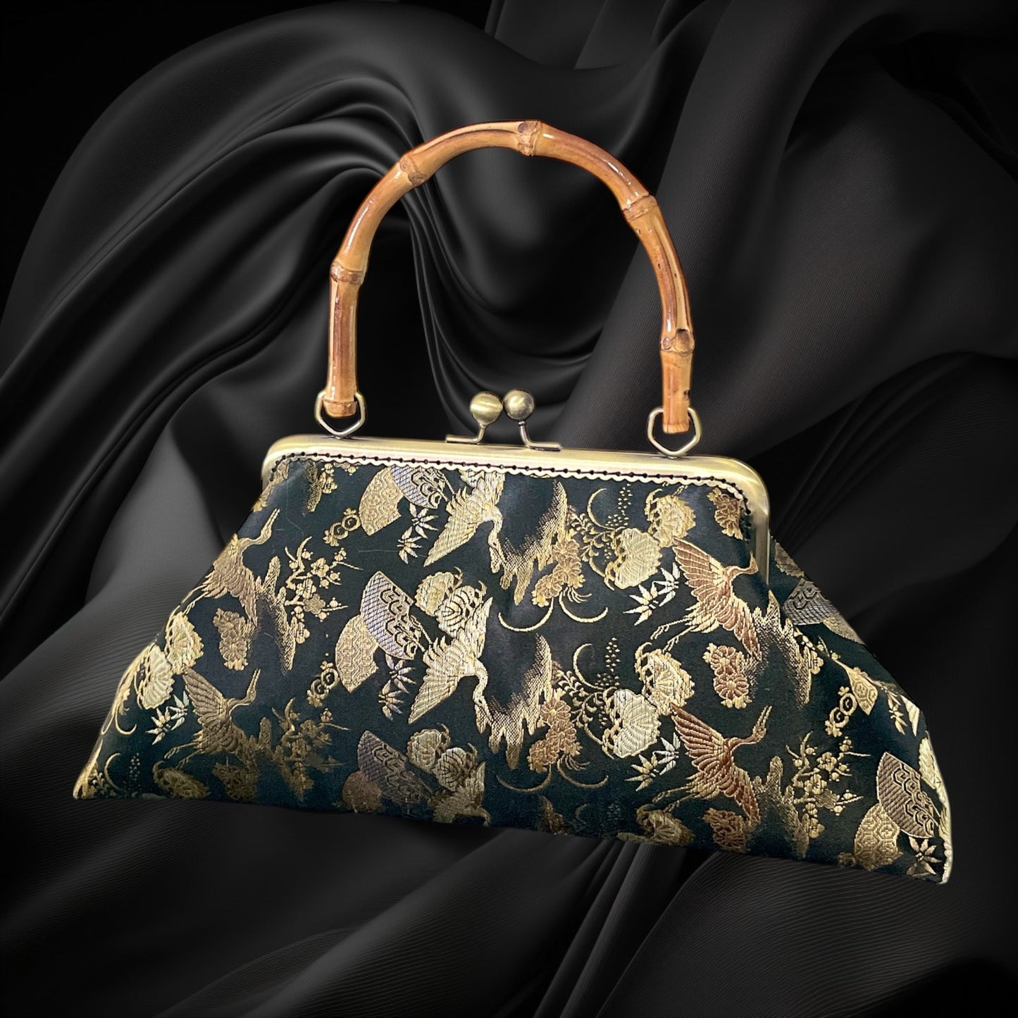 Kimono remake bamboo bag [No.1430]