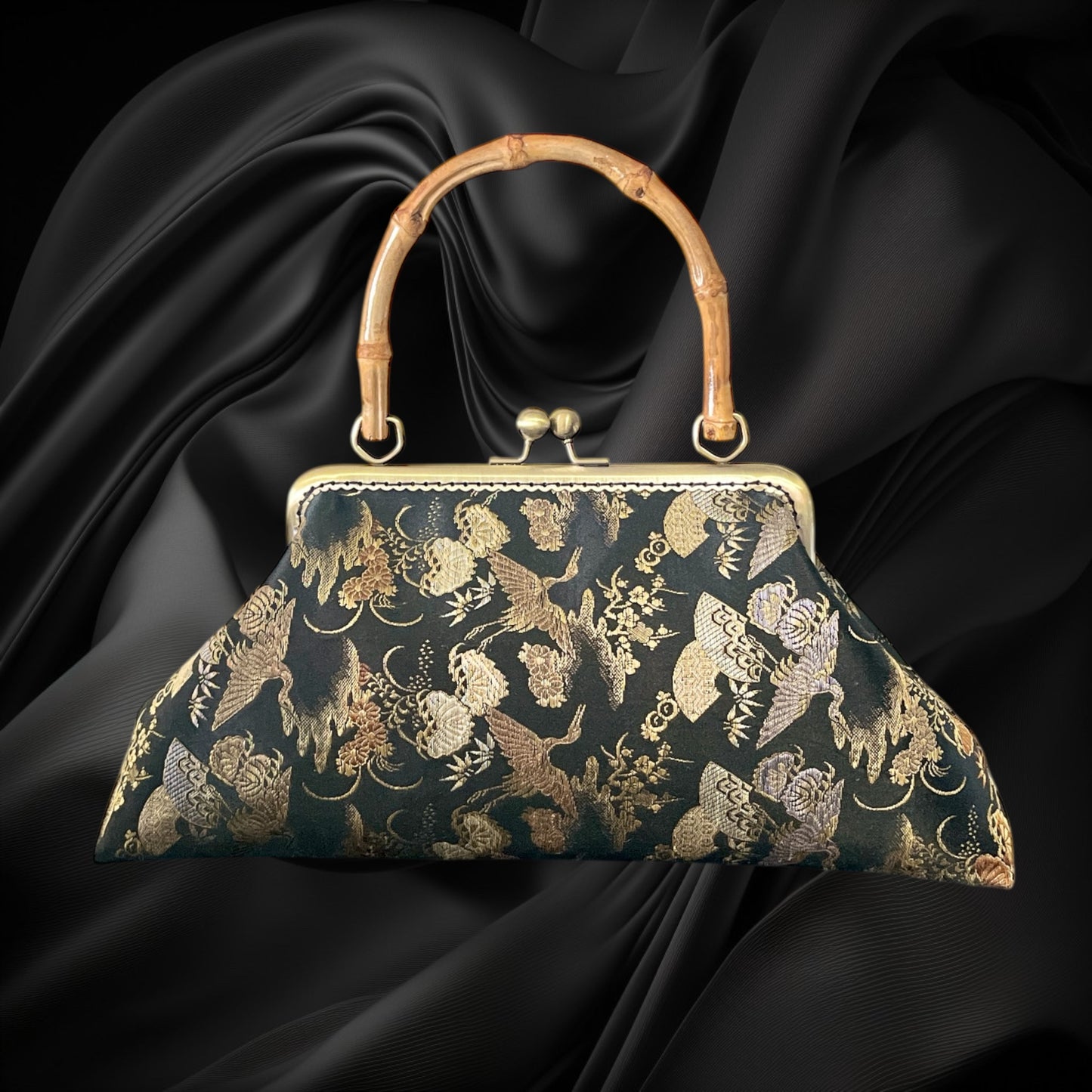 Kimono remake bamboo bag [No.1430]