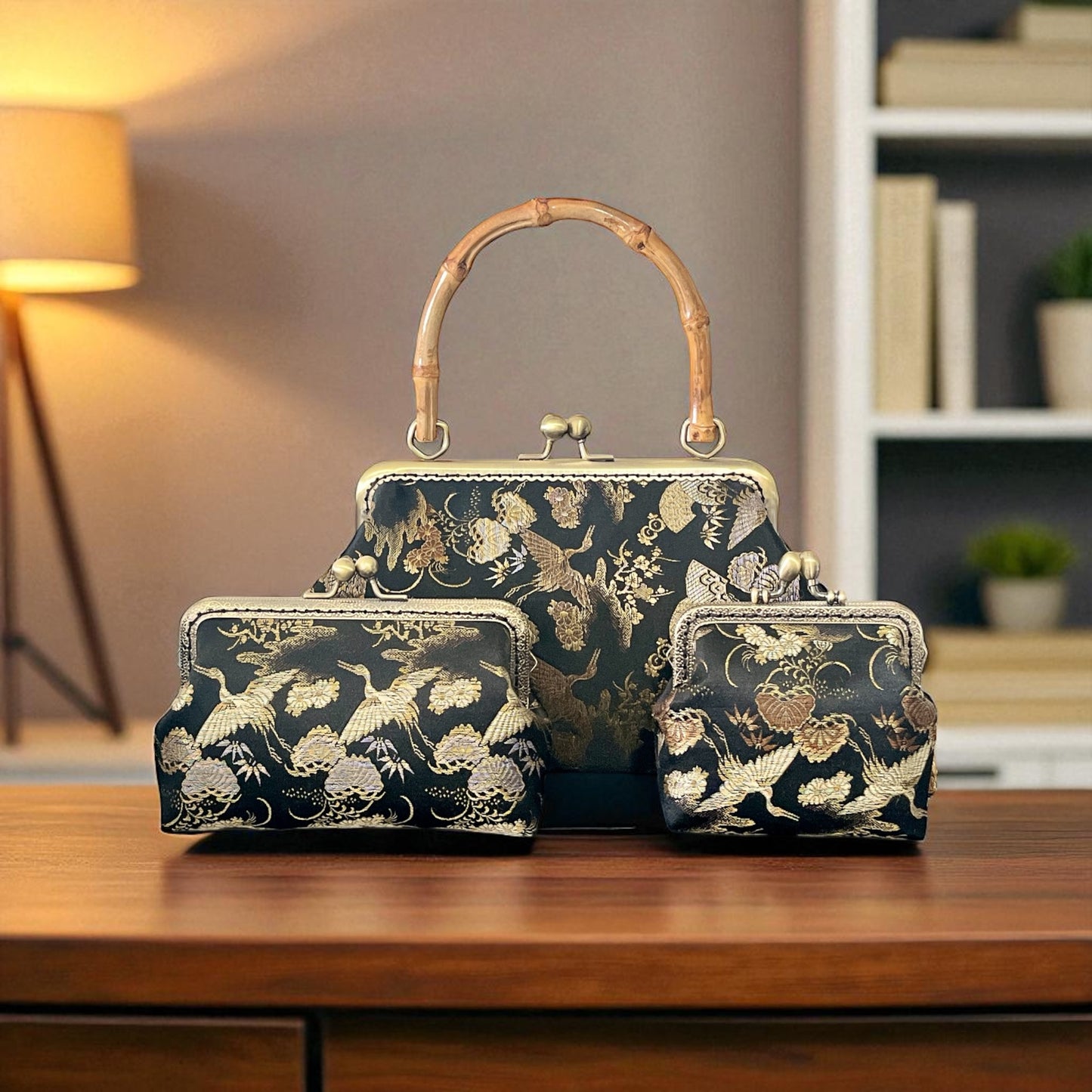 Kimono remake bamboo bag [No.1430]