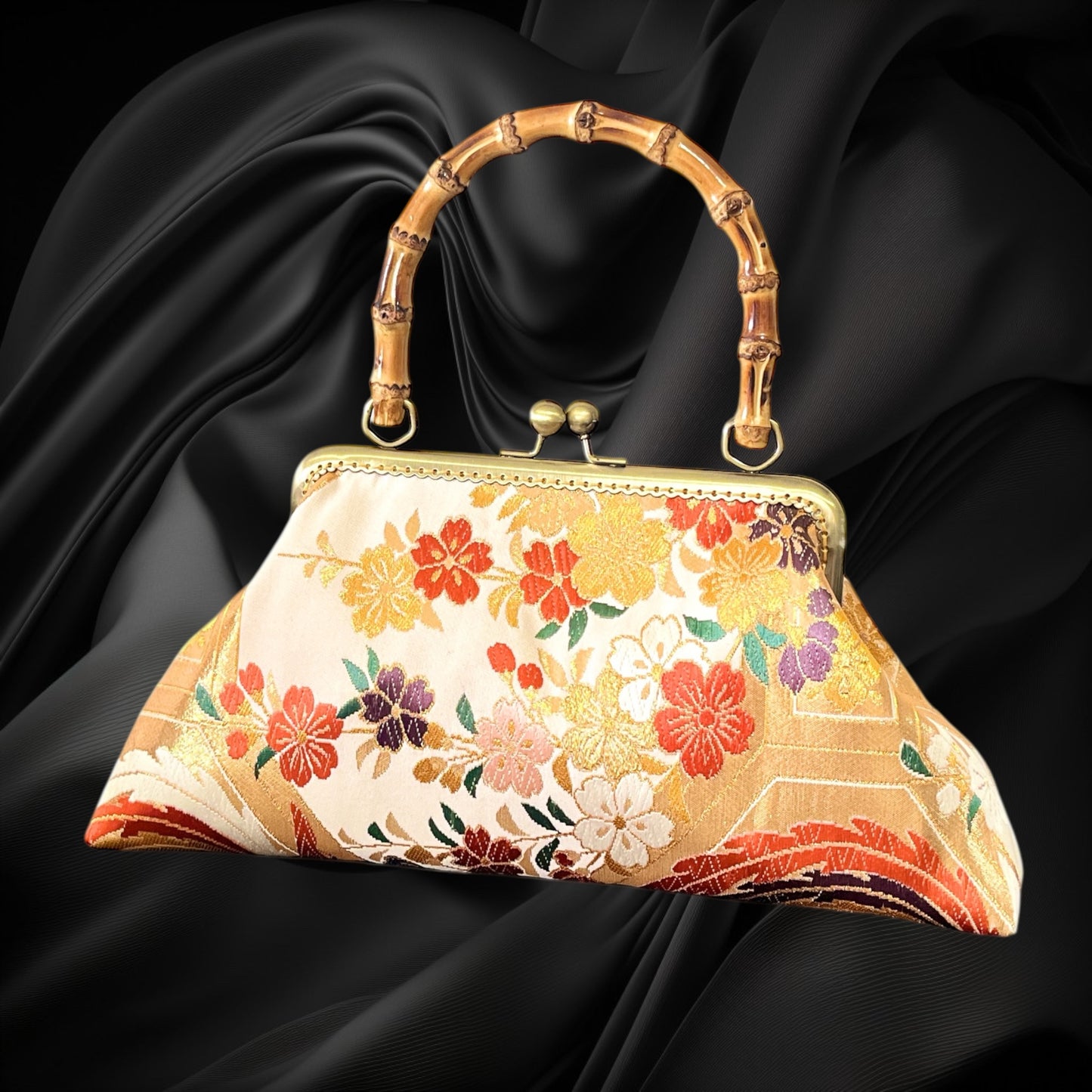 Kimono remake bamboo bag [No.1429]