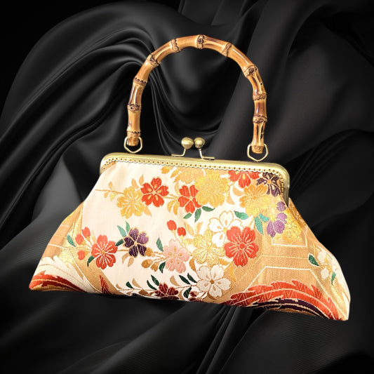 Kimono remake bamboo bag [No.1429]