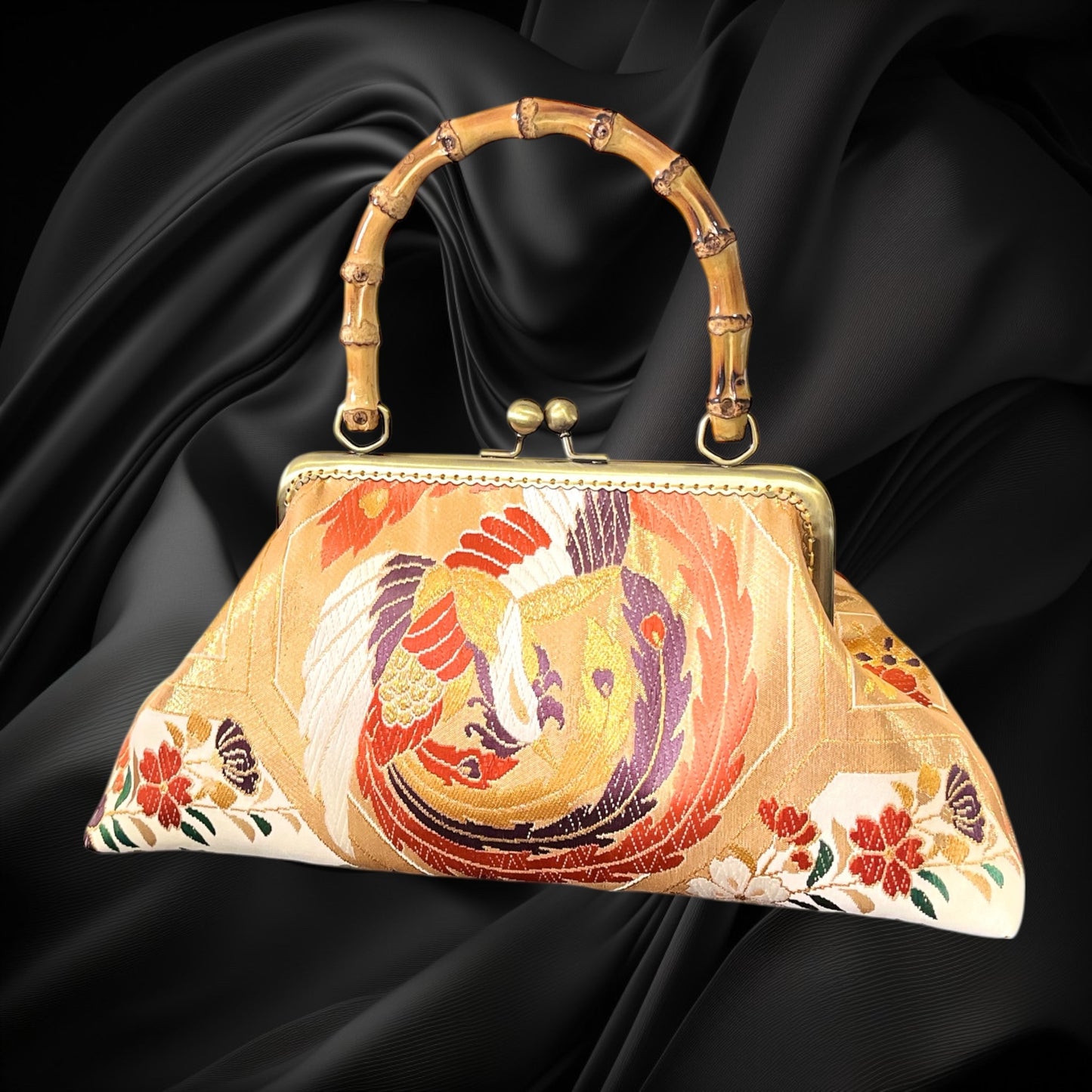 Kimono remake bamboo bag [No.1429]