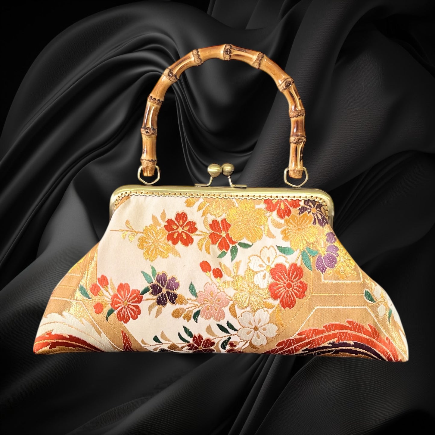 Kimono remake bamboo bag [No.1429]