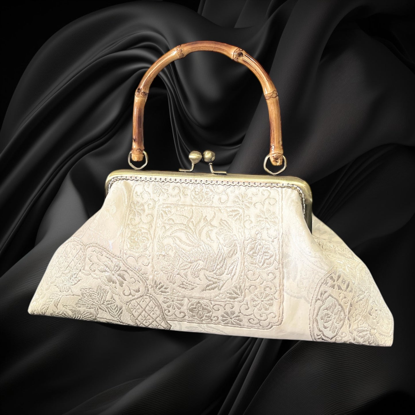 Kimono remake bamboo bag [No.1428]