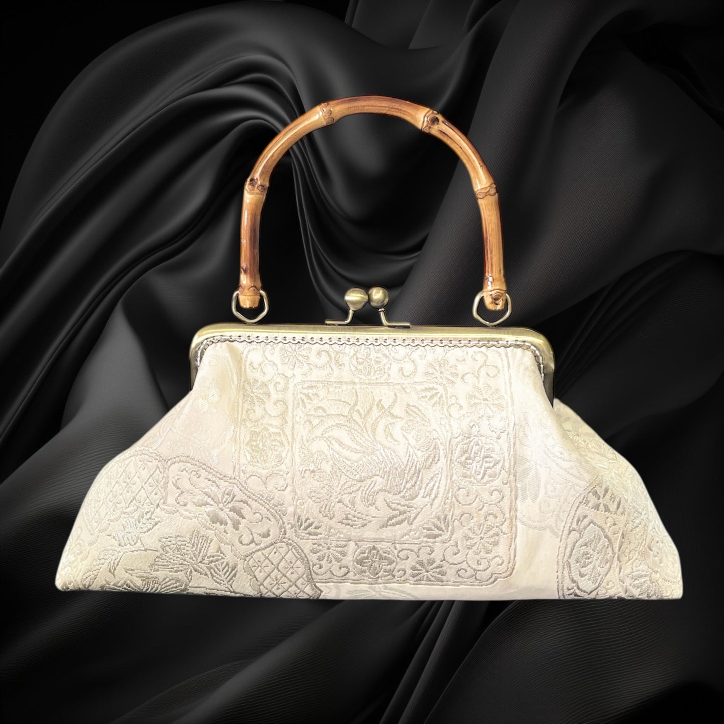 Kimono remake bamboo bag [No.1428]
