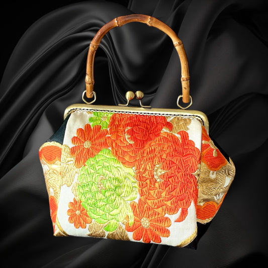 Kimono remake bamboo bag [No.1462]