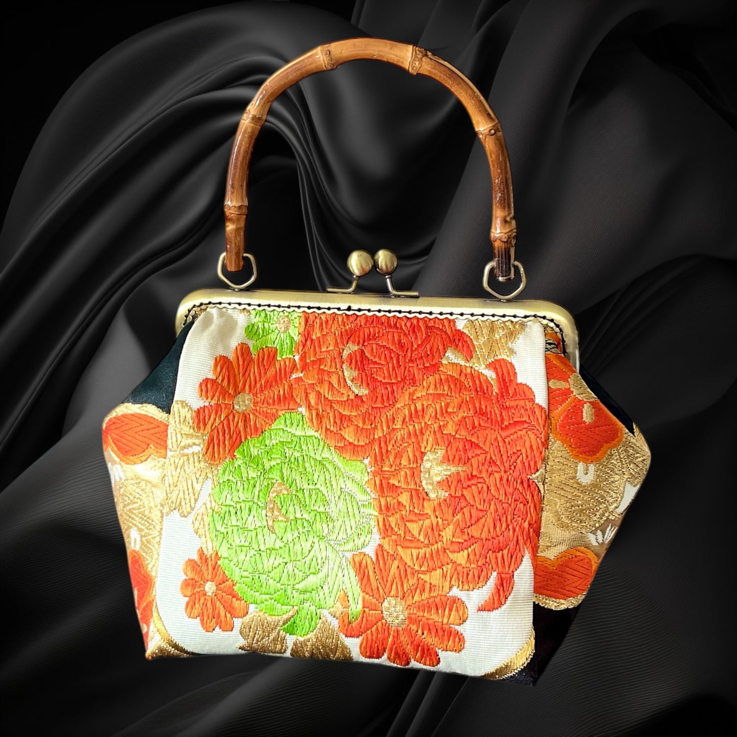 Kimono remake bamboo bag [No.1462]