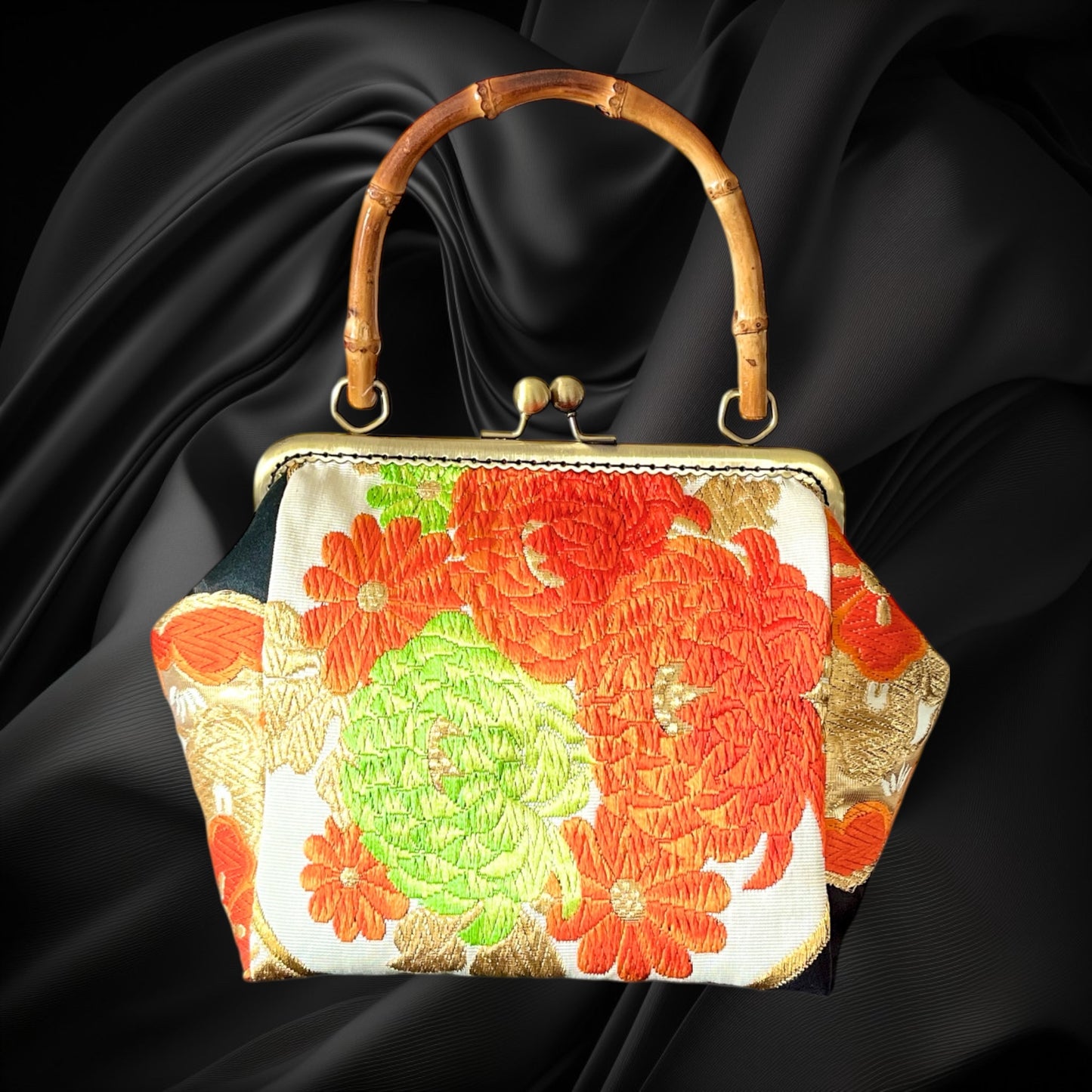 Kimono remake bamboo bag [No.1462]