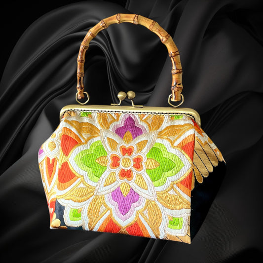 Kimono remake bamboo bag [No.1463]