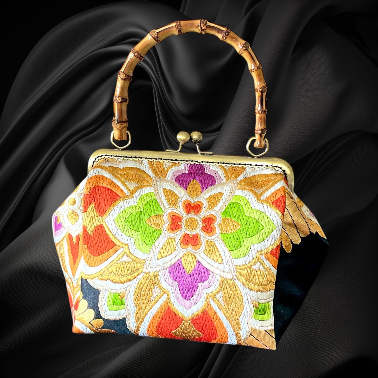 Kimono remake bamboo bag [No.1463]