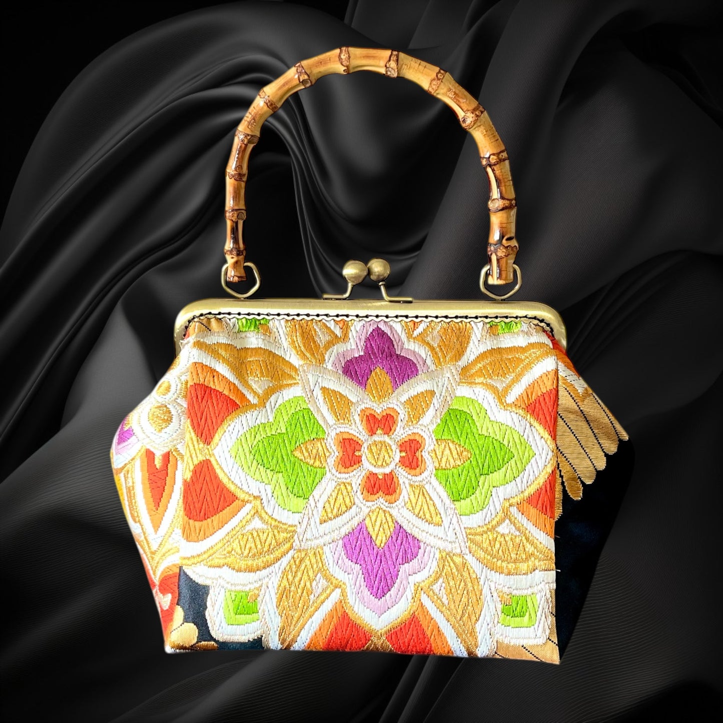 Kimono remake bamboo bag [No.1463]