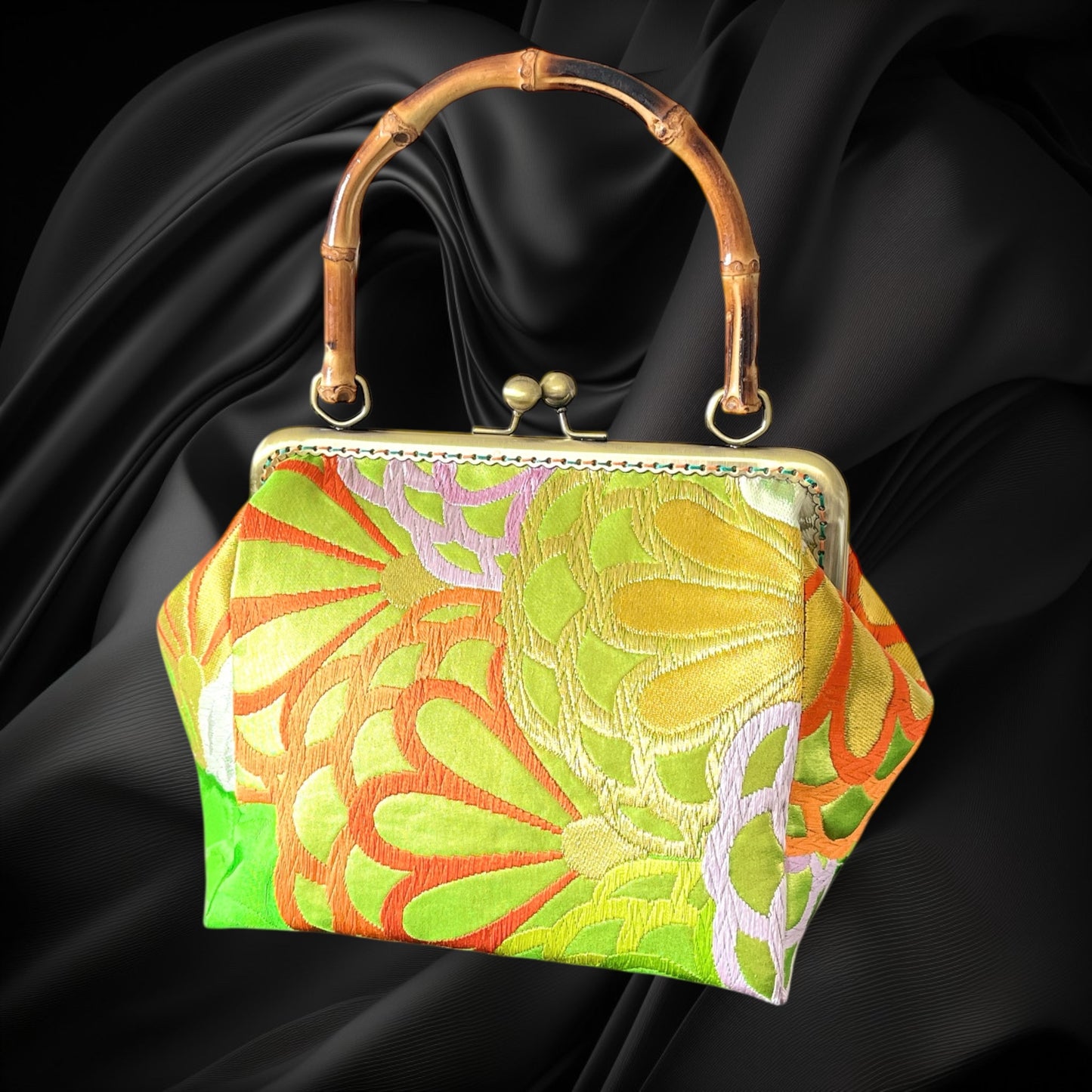 Kimono remake bamboo bag [No.1461]