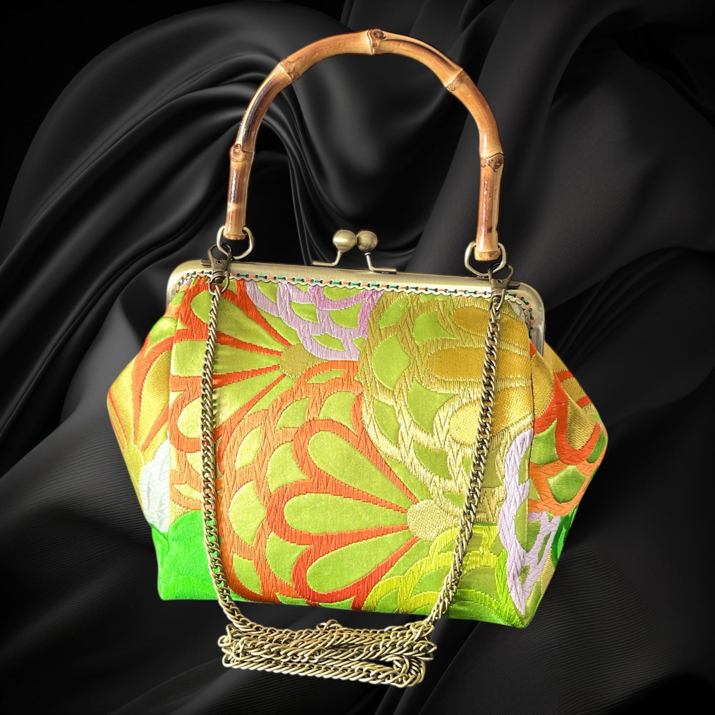 Kimono remake bamboo bag [No.1461]