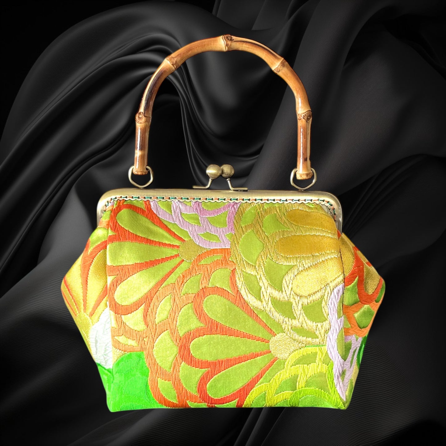 Kimono remake bamboo bag [No.1461]