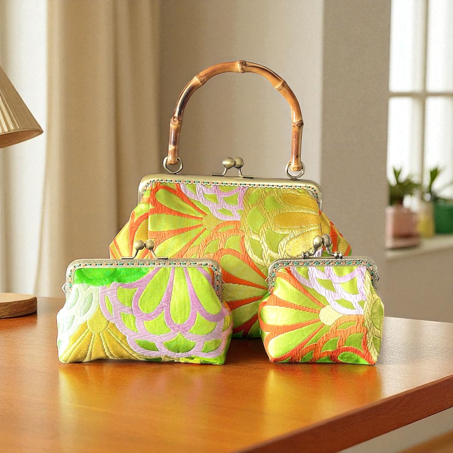 Kimono remake bamboo bag [No.1461]