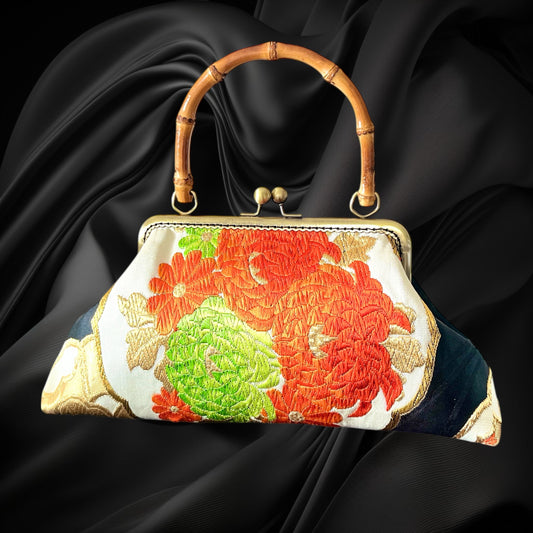 Kimono remake bamboo bag [No.1456]