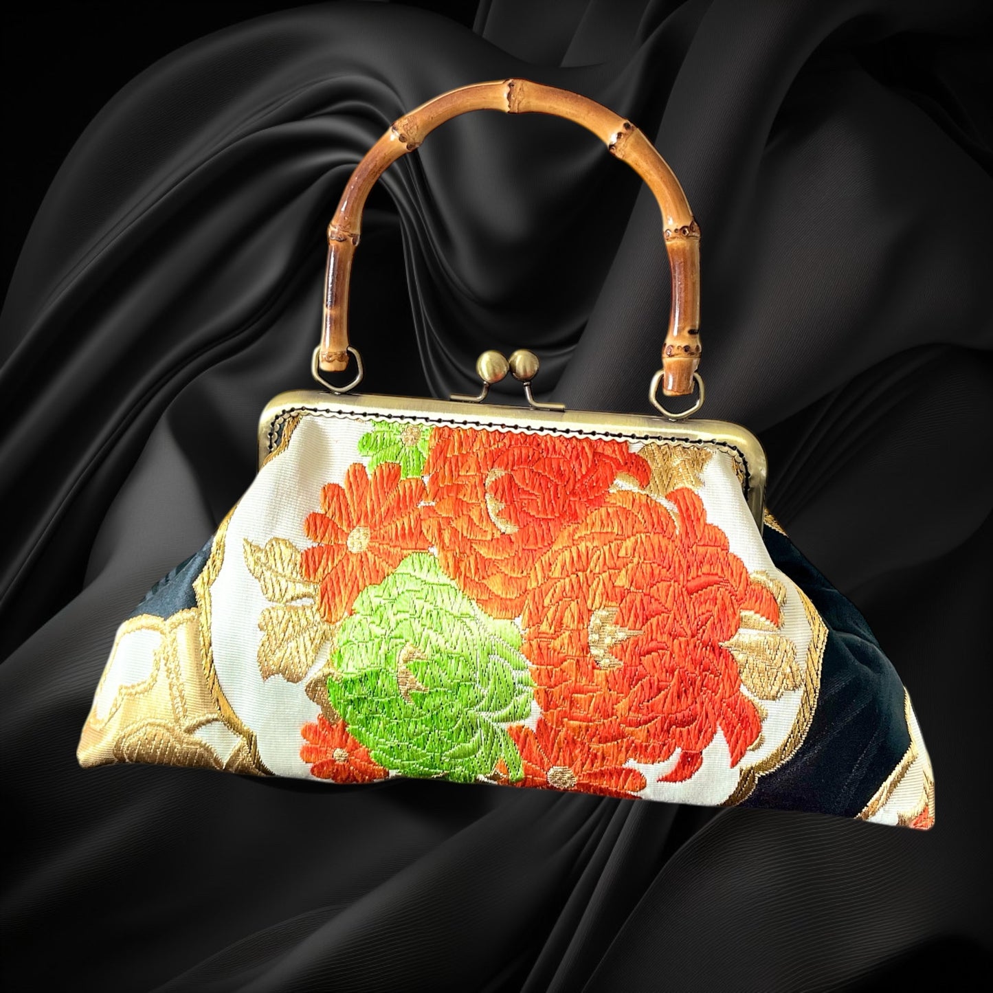 Kimono remake bamboo bag [No.1456]