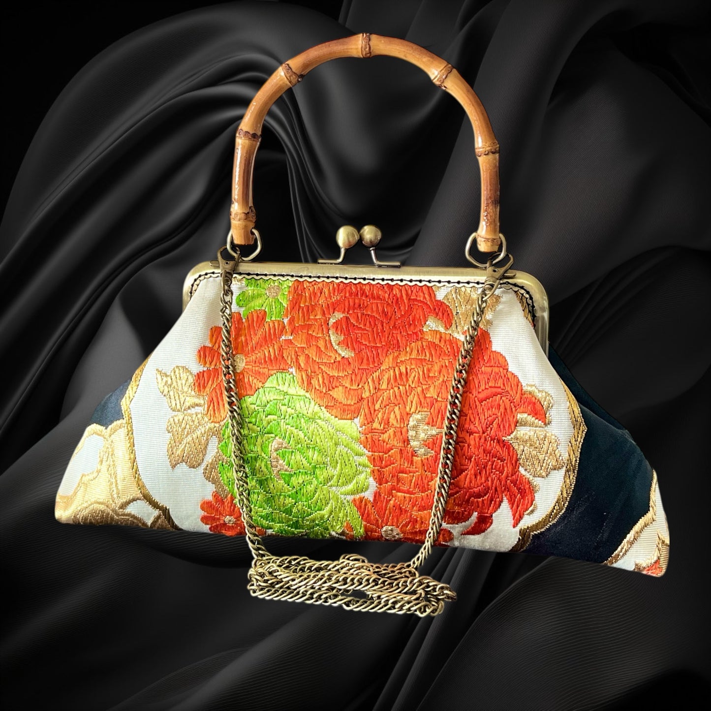 Kimono remake bamboo bag [No.1456]