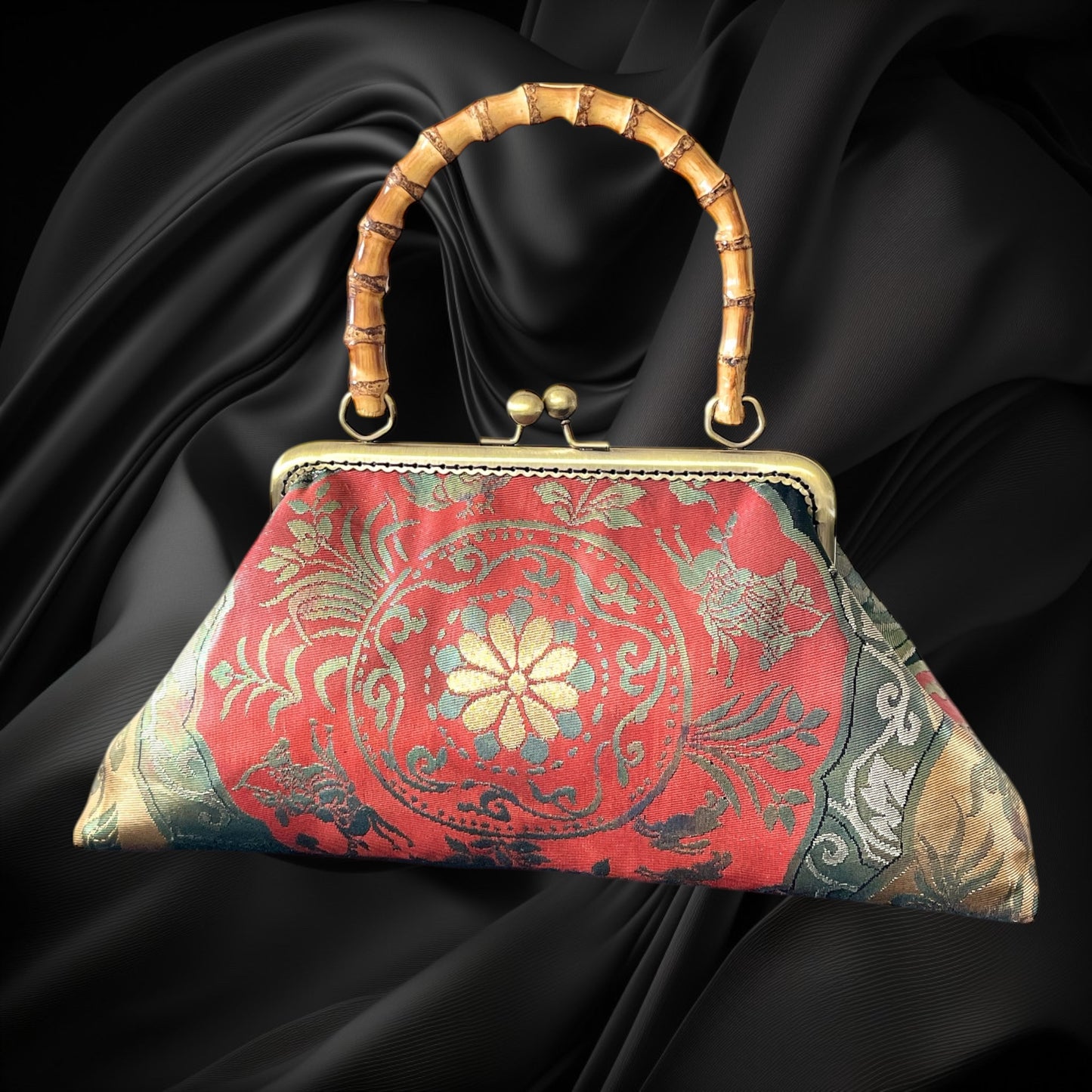 Kimono remake bamboo bag [No.1455]