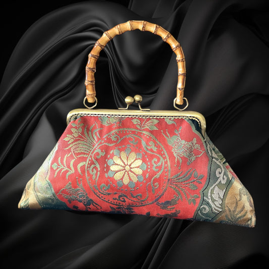 Kimono remake bamboo bag [No.1455]