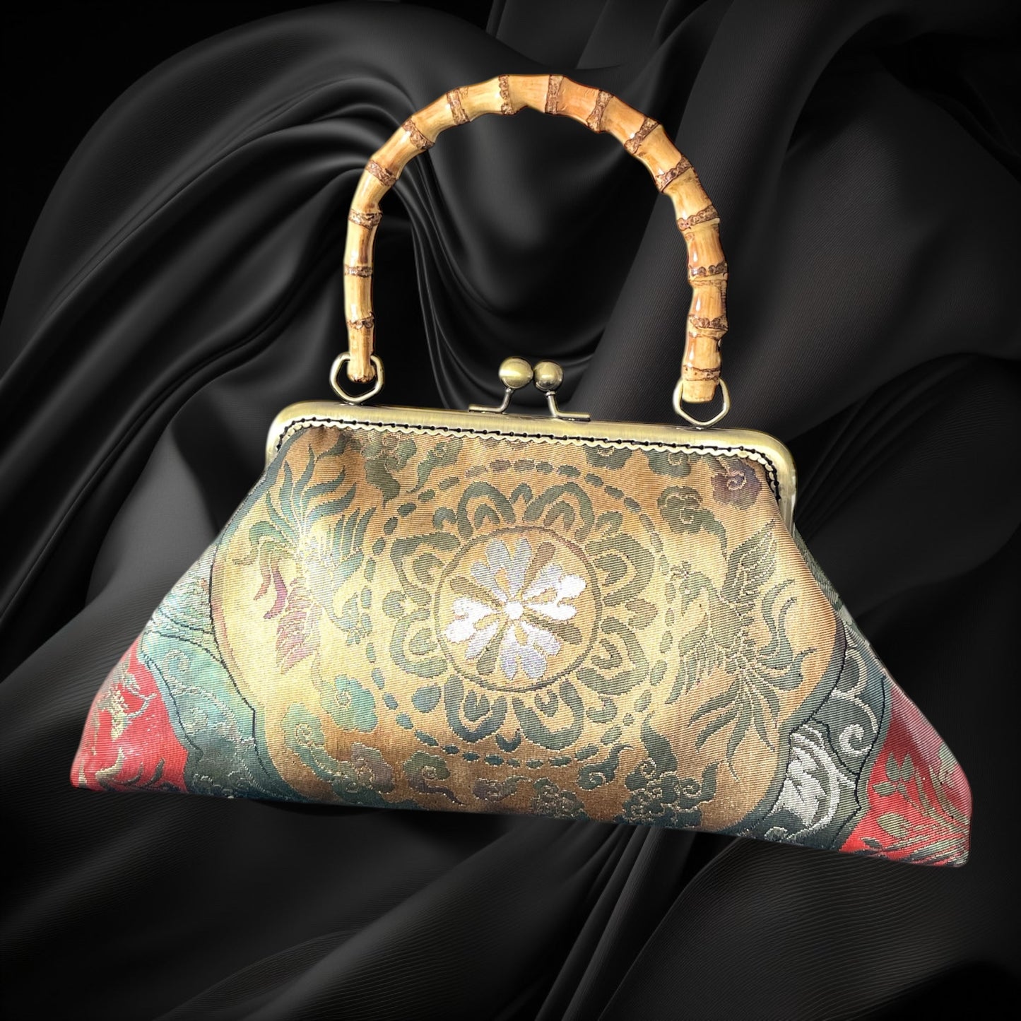 Kimono remake bamboo bag [No.1455]